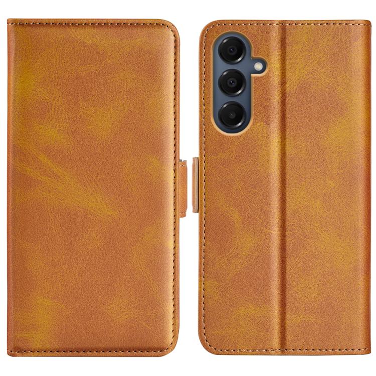 

For Samsung Galaxy A17 5G Dual-side Magnetic Buckle Horizontal Flip Leather Phone Case(Yellow)