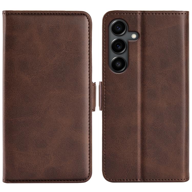 

For Samsung Galaxy S25 FE 5G Dual-side Magnetic Buckle Horizontal Flip Leather Phone Case(Brown)