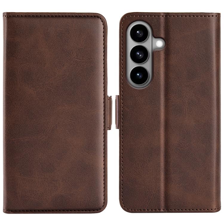 For Galaxy S26 5G Dual-side Magnetic Buckle Horizontal Flip Leather Phone Case(Brown)