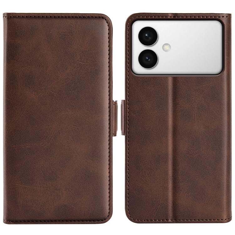 

For Samsung Galaxy S26 Edge 5G Dual-side Magnetic Buckle Horizontal Flip Leather Phone Case(Brown)