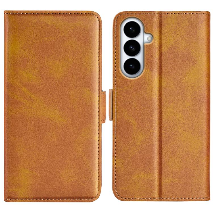 For Galaxy S26+ 5G Dual-side Magnetic Buckle Horizontal Flip Leather Phone Case(Yellow)