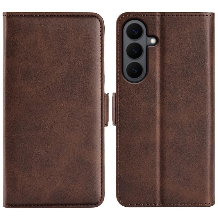 For Galaxy S27+ 5G Dual-side Magnetic Buckle Horizontal Flip Leather Phone Case(Brown)