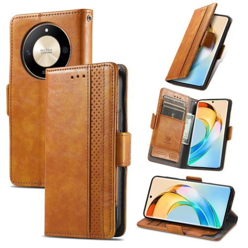 

For Honor X50 CaseNeo Splicing Dual Magnetic Buckle Leather Phone Case(Khaki)