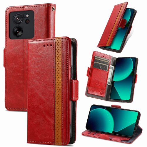 

For Xiaomi 13T / 13T Pro CaseNeo Splicing Dual Magnetic Buckle Leather Phone Case(Red)