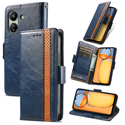 

For Xiaomi Redmi 13C CaseNeo Splicing Dual Magnetic Buckle Leather Phone Case(Blue)