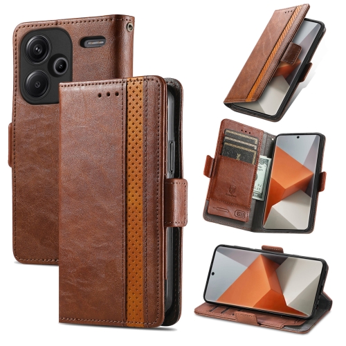 

For Xiaomi Redmi Note 13 Pro+ CaseNeo Splicing Dual Magnetic Buckle Leather Phone Case(Brown)