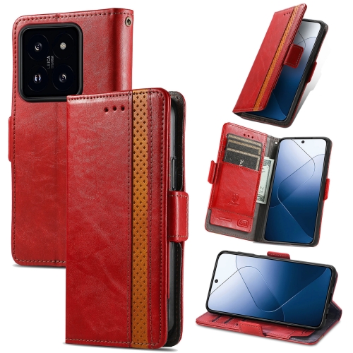 

For Xiaomi 14 Pro CaseNeo Splicing Dual Magnetic Buckle Leather Phone Case(Red)