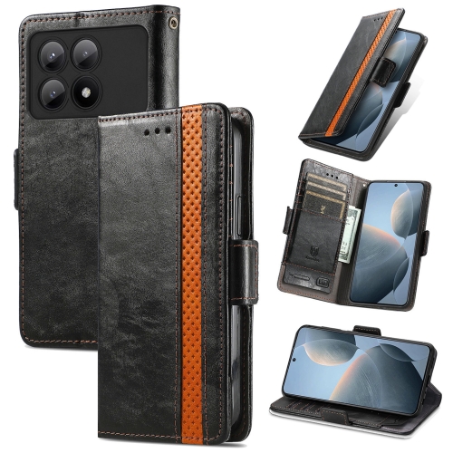 For Xiaomi Redmi K70E CaseNeo Splicing Dual Magnetic Buckle Leather Phone Case(Black)