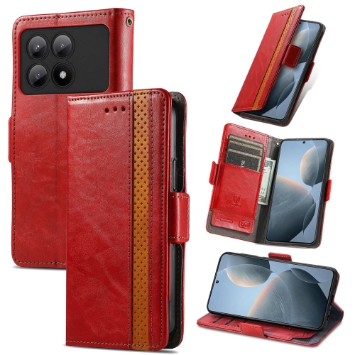 

For Xiaomi Redmi K70E CaseNeo Splicing Dual Magnetic Buckle Leather Phone Case(Red)