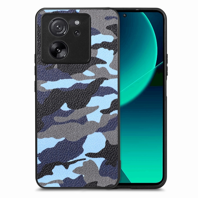 

For Xiaomi 13T / 13T Pro Retro Camouflage Leather Back Phone Case(Blue)