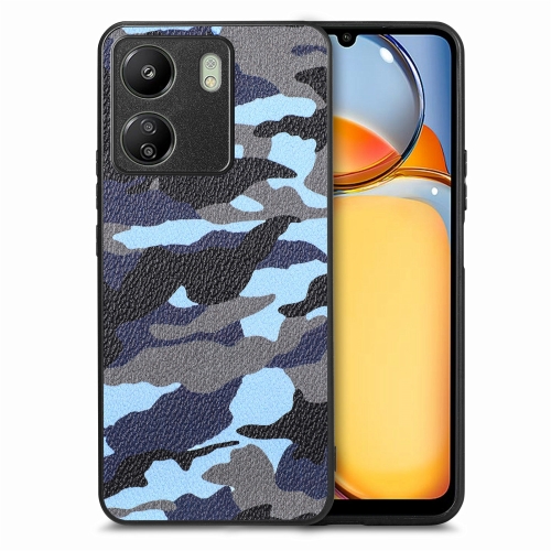 

For Xiaomi Redmi 13C Retro Camouflage Leather Back Phone Case(Blue)