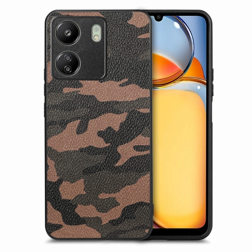 

For Xiaomi Redmi 13C Retro Camouflage Leather Back Phone Case(Brown)