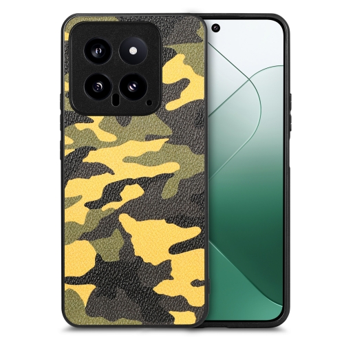 

For Xiaomi 14 Retro Camouflage Leather Back Phone Case(Yellow)