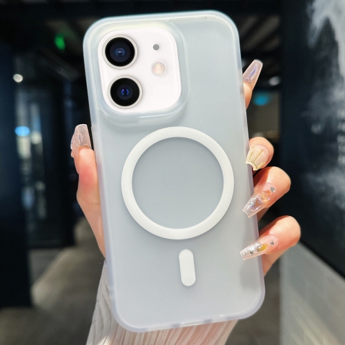 

For iPhone 12 Transparent TPU Hybrid PC Magsafe Phone Case(White)