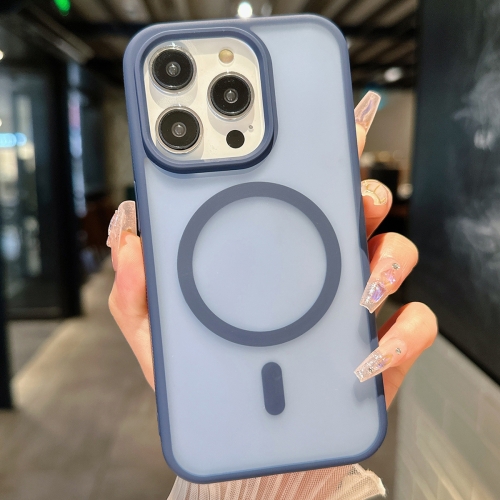 

For iPhone 15 Pro Max Transparent TPU Hybrid PC Magsafe Phone Case(Blue)