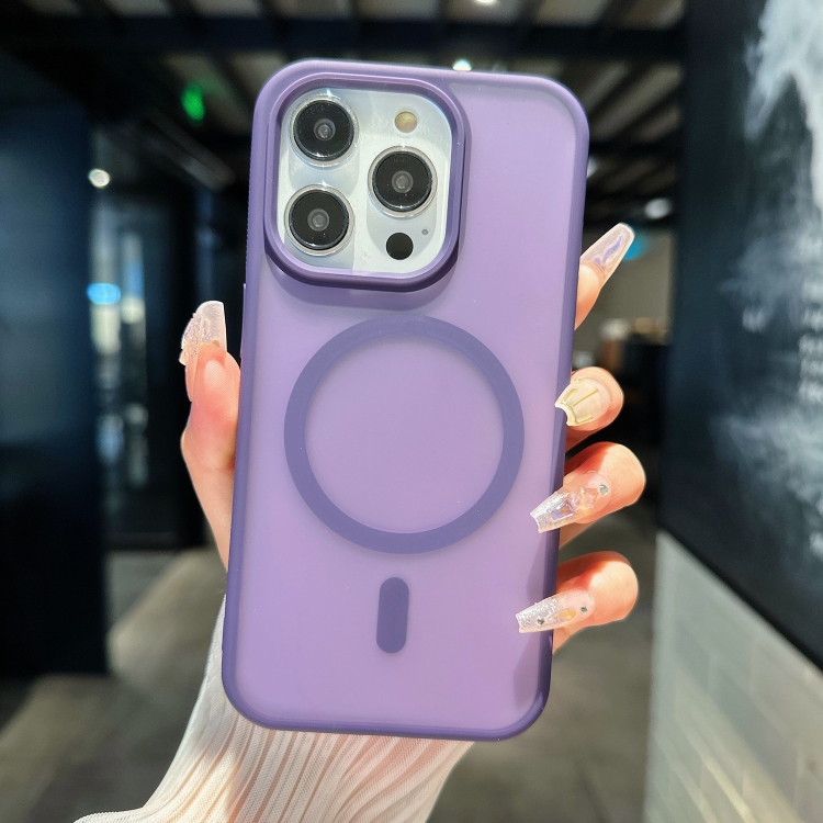 

For iPhone 16 Pro Transparent TPU Hybrid PC Magsafe Phone Case(Purple)