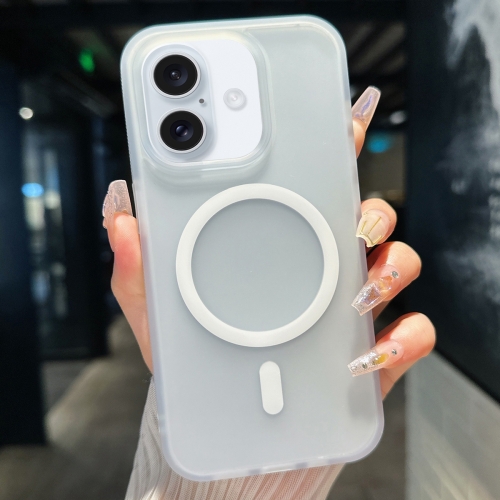 

For iPhone 16 Plus Transparent TPU Hybrid PC Magsafe Phone Case(White)