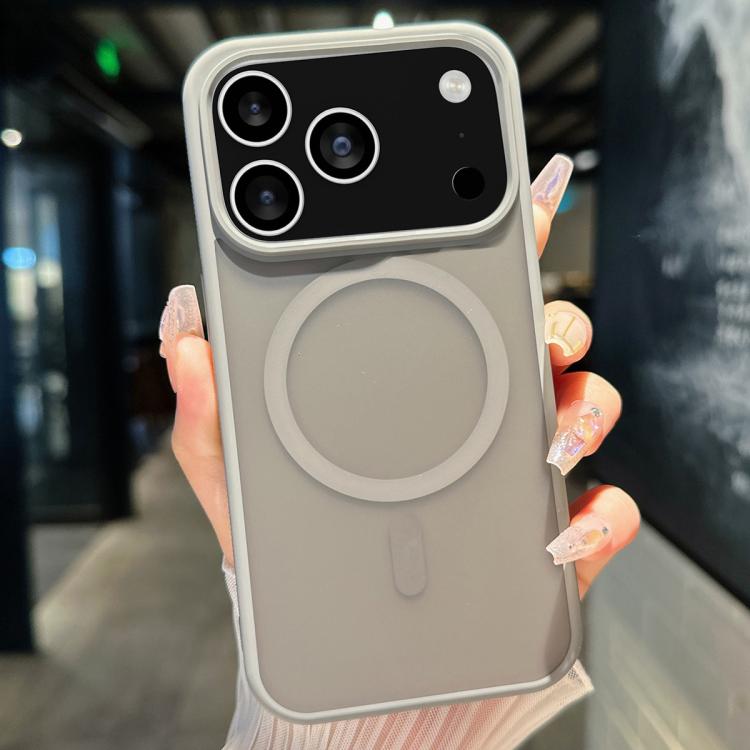 

For iPhone 17 Pro Max Transparent TPU Hybrid PC Magsafe Phone Case(Grey)