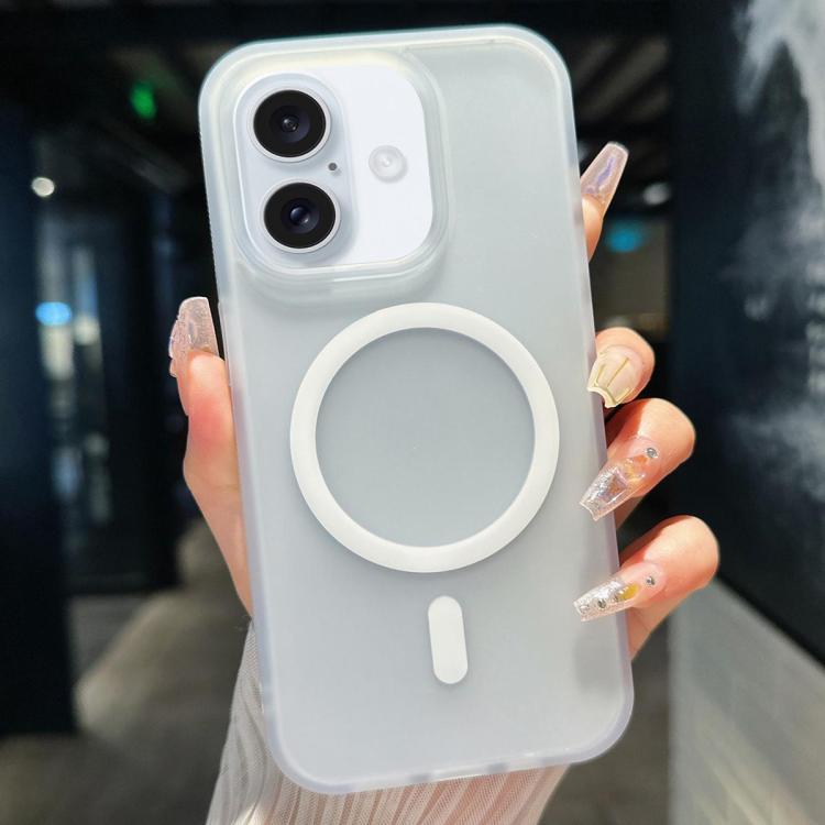 For iPhone 18 Transparent TPU Hybrid PC Magsafe Phone Case(White)