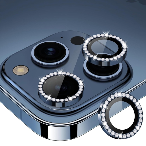 

For iPhone 15 Pro / 15 Pro Max ENKAY AR Anti-reflection Individual Diamond Ring Camera Lens Glass Full Film(Deep Blue)