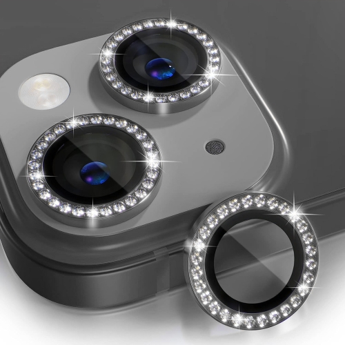 

For iPhone 15 / 15 Plus ENKAY AR Anti-reflection Individual Diamond Ring Camera Lens Glass Full Film(Black)