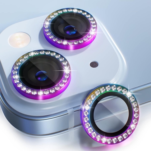 

For iPhone 15 / 15 Plus ENKAY AR Anti-reflection Individual Diamond Ring Camera Lens Glass Full Film(Colorful)