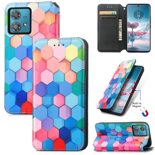 

For Motorola Edge 40 Neo CaseNeo Colorful Magnetic Leather Phone Case(Colorful Cube)