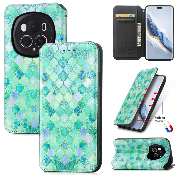 

For Honor Magic6 Pro CaseNeo Colorful Magnetic Leather Phone Case(Emeralds)