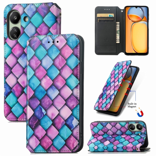 

For Xiaomi Redmi 13C CaseNeo Colorful Magnetic Leather Phone Case(Purple Scales)