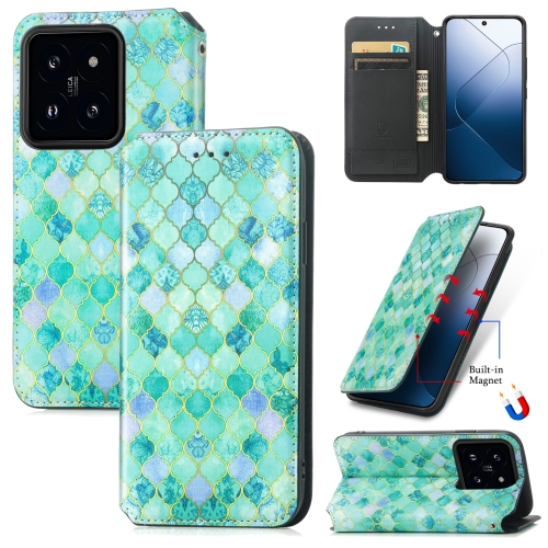 

For Xiaomi 14 Pro CaseNeo Colorful Magnetic Leather Phone Case(Emeralds)
