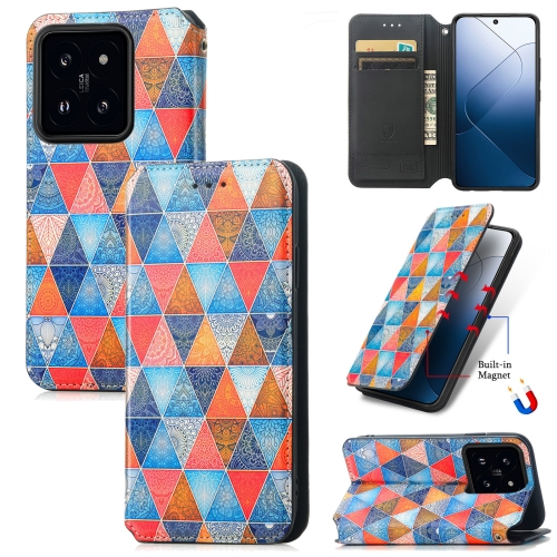 

For Xiaomi 14 Pro CaseNeo Colorful Magnetic Leather Phone Case(Rhombus Mandala)