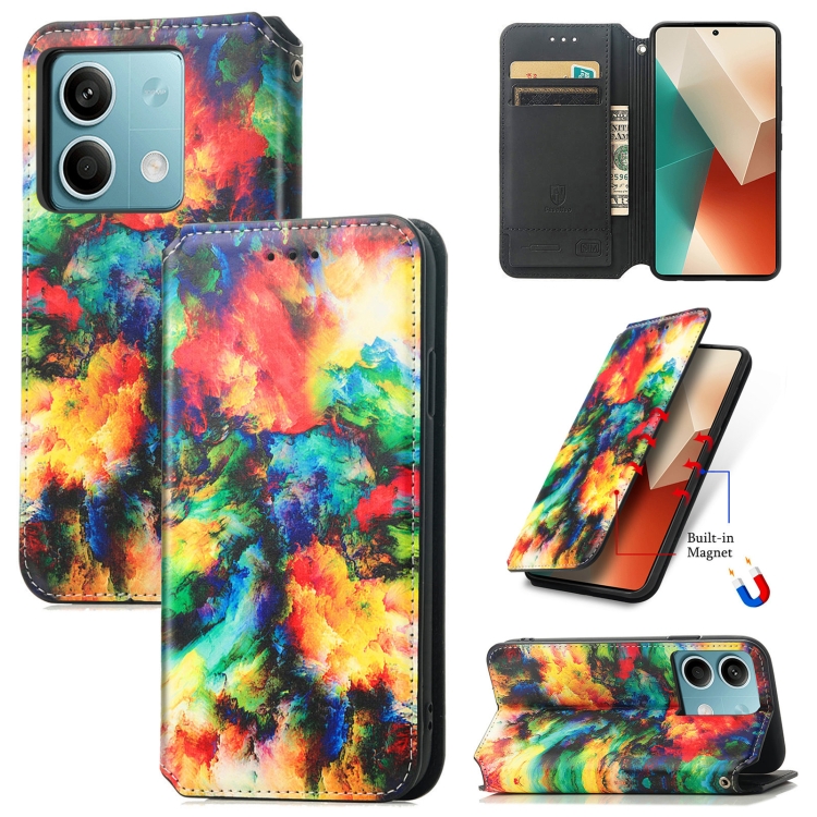 

For Xiaomi Redmi Note 13 5G CaseNeo Colorful Magnetic Leather Phone Case(Colorful Cloud)