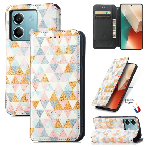 

For Xiaomi Redmi Note 13 5G CaseNeo Colorful Magnetic Leather Phone Case(Rhombus)