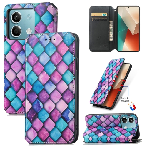 

For Xiaomi Redmi Note 13 5G CaseNeo Colorful Magnetic Leather Phone Case(Purple Scales)