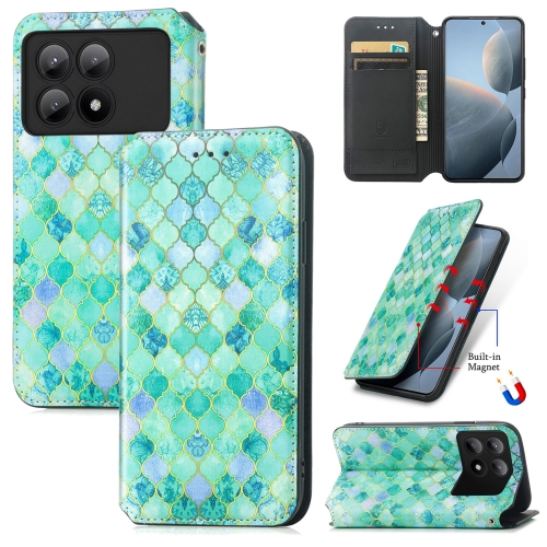 

For Xiaomi Redmi K70E CaseNeo Colorful Magnetic Leather Phone Case(Emeralds)