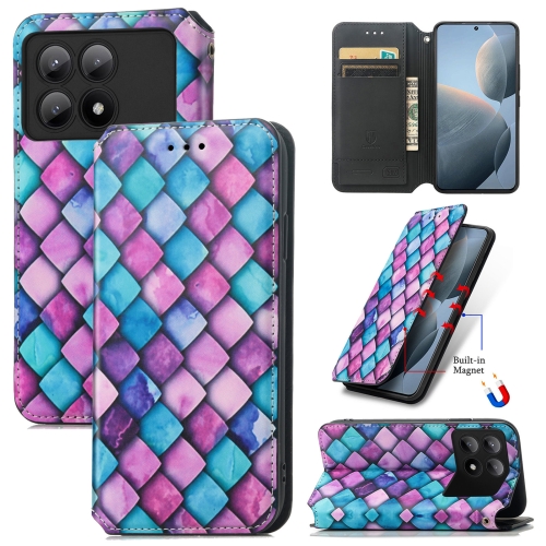 

For Xiaomi Redmi K70E CaseNeo Colorful Magnetic Leather Phone Case(Purple Scales)