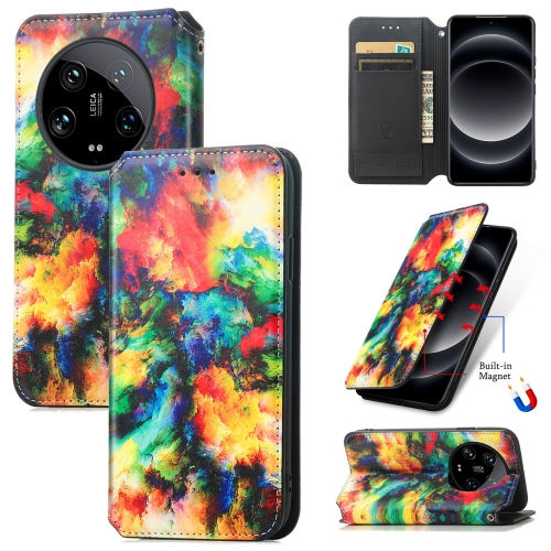 

For Xiaomi 14 Ultra CaseNeo Colorful Magnetic Leather Phone Case(Colorful Cloud)