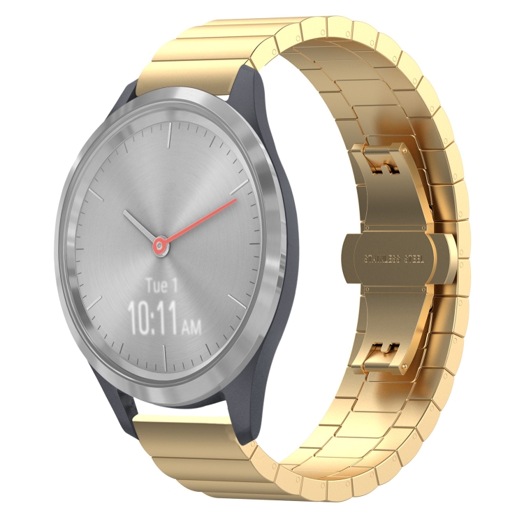 For Garmin Vivomove 3S One Bead Butterfly Buckle Stainless Steel