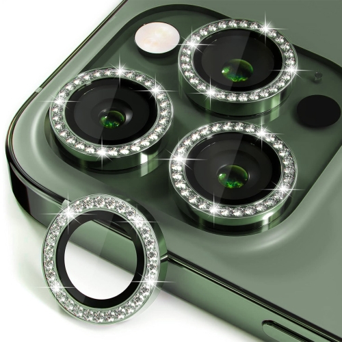 

For iPhone 14 Pro / 14 Pro Max ENKAY AR Anti-reflection Individual Diamond Ring Camera Lens Glass Full Film(Deep Green)