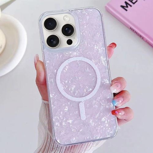For iPhone 15 Pro Max Shell Texture MagSafe TPU Phone Case(Pink) for iphone 12 pro max shell texture magsafe tpu phone case dazzling