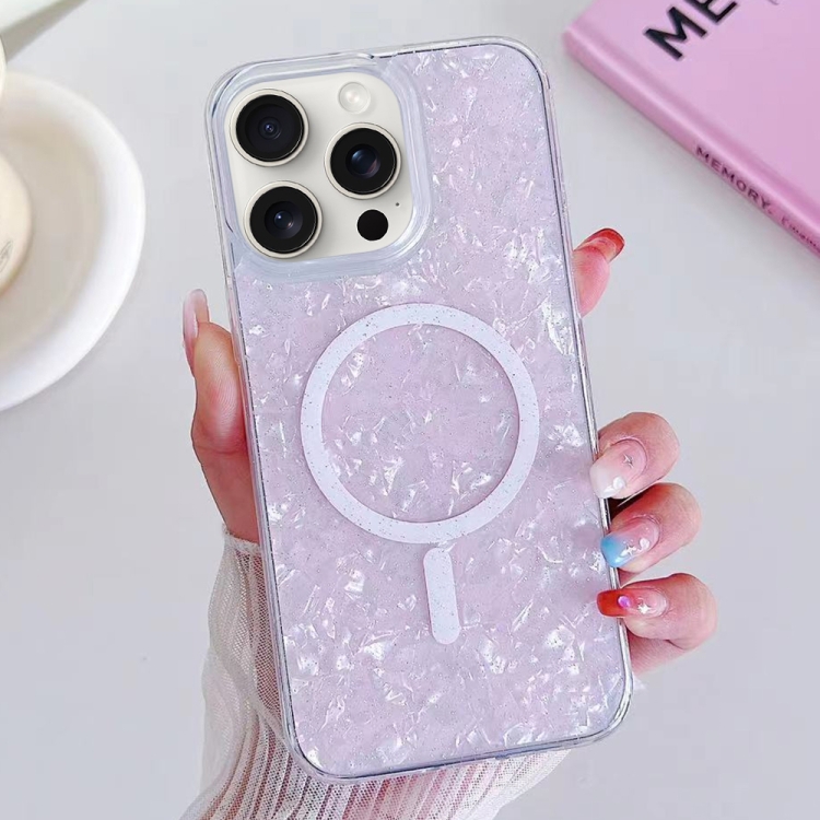 

For iPhone 15 Pro Shell Texture MagSafe TPU Phone Case(Pink)