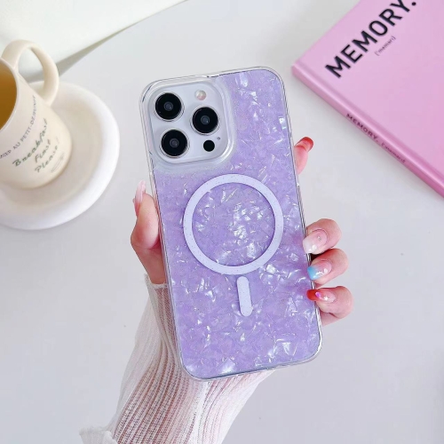 for iphone 12 pro max shell texture magsafe tpu phone case dazzling For iPhone 12 / 12 Pro Shell Texture MagSafe TPU Phone Case(Purple)