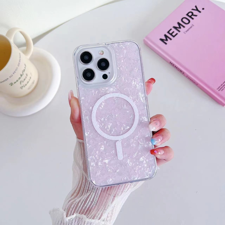 

For iPhone 13 Pro Shell Texture MagSafe TPU Phone Case(Pink)