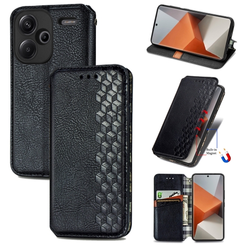 

ForXiaomi Redmi Note 13 Pro+ Cubic Grid Pressed Magnetic Leather Phone Case(Black)
