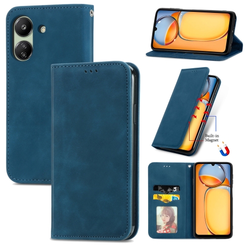 For Xiaomi Redmi 13C Retro Skin Feel Magnetic Flip Leather Phone Case(Blue) lazarr islim case для samsung galaxy tab 3 7 0 красный