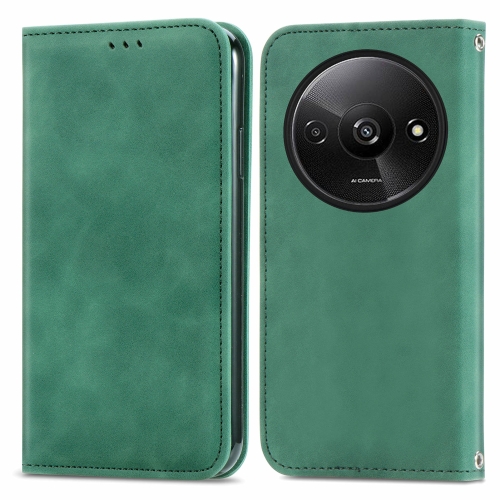 

For Xiaomi Redmi A3 4G Retro Skin Feel Magnetic Flip Leather Phone Case(Green)