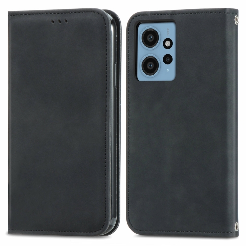 

For Xiaomi Redmi Note 12 4G Retro Skin Feel Magnetic Flip Leather Phone Case(Black)