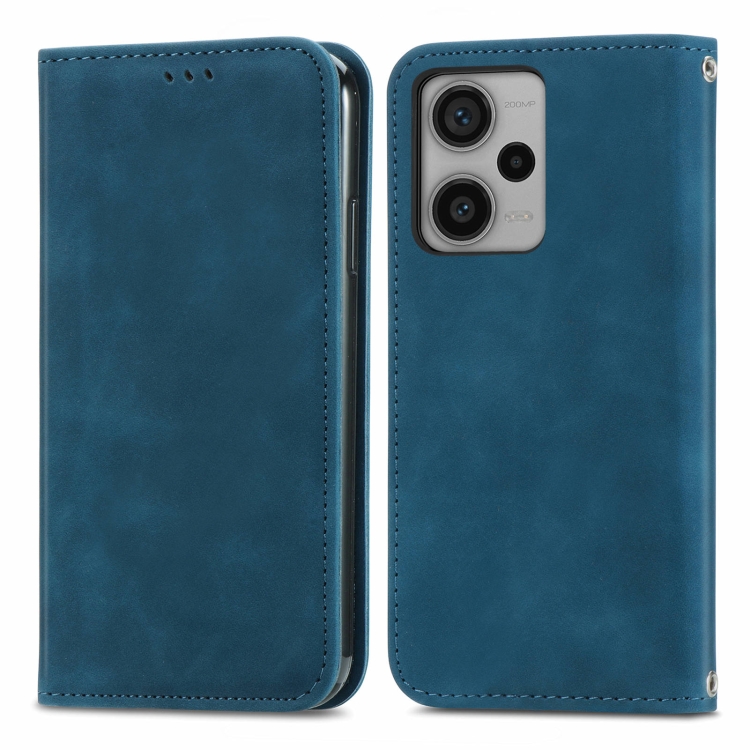 

For Xiaomi Redmi Note 12 Pro+ 5G Retro Skin Feel Magnetic Flip Leather Phone Case(Blue)