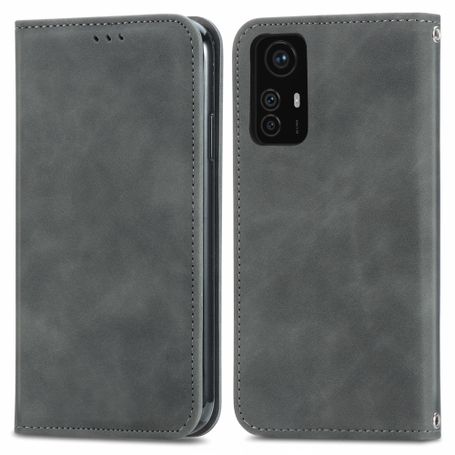 

For Xiaomi Redmi Note 12S Retro Skin Feel Magnetic Flip Leather Phone Case(Grey)