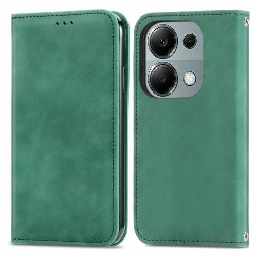 

For Xiaomi Redmi Note 13 Pro 4G Retro Skin Feel Magnetic Flip Leather Phone Case(Green)